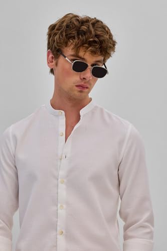 Image of SNITCH White Mandarin Slim Fit Shirt