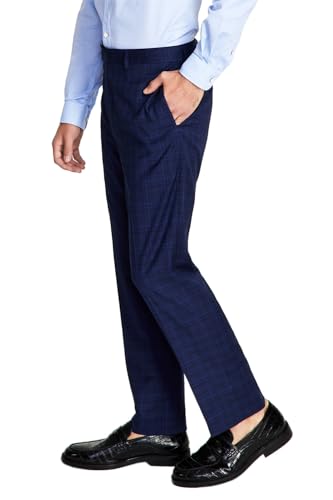 Calvin Klein Mens Slim Fit Plaid Suit Pants Blue 32/303