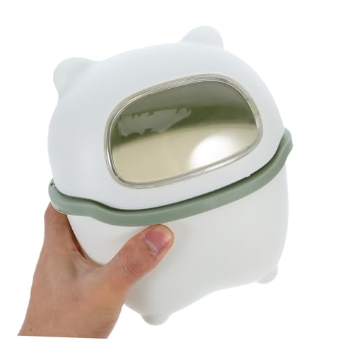 Basurero de escritorio pequeño con tapa diseño oso caricatura miniatura 4