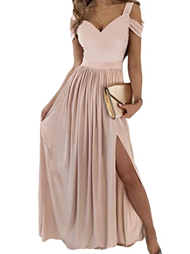 Tomwell Damen Kleid mit Schlitz V-Ausschnitt Langarm Elegant Hohe Taille...