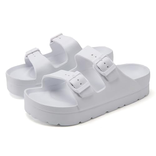 Image of L LOUBIT Women's Platform Sandals with Arch Support Pillow Soft Adjustable Buckle Slides Lightweight Non-Slip Summer Beach Shoes