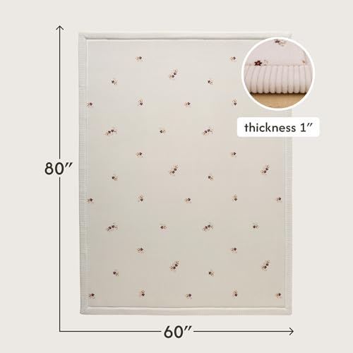 Image of Hakuna Matte CloudSoft Baby Play Mat for Floor 60 inch x 80 inch Flowers | Coral Velvet high-density foam Rug for Crawling & Cozy Play - Non-Slip, Water-Resistant, Easy-Care Tummy Time Mat