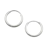 14k White Gold 1 Millimeters Endless Hoop Earrings, 10 Millimeters