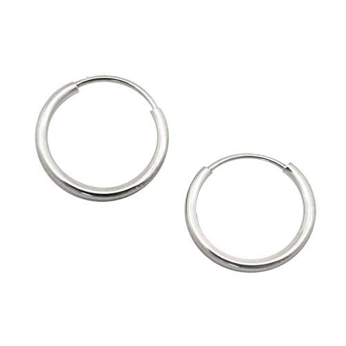 14k White Gold 1 Millimeters Endless Hoop Earrings, 10 Millimeters