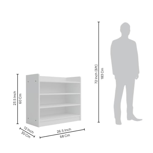 Image of Hex Shoe Rack 4-Tier Wooden Shoe Storage Rack, 68 x 31 x 60 cm, White