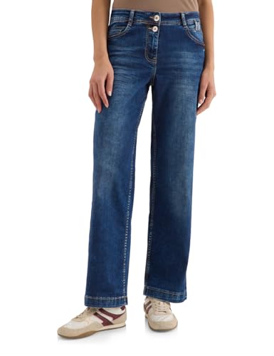 Jean à jambe large Cecil femme coupe droite évasée en coton souple