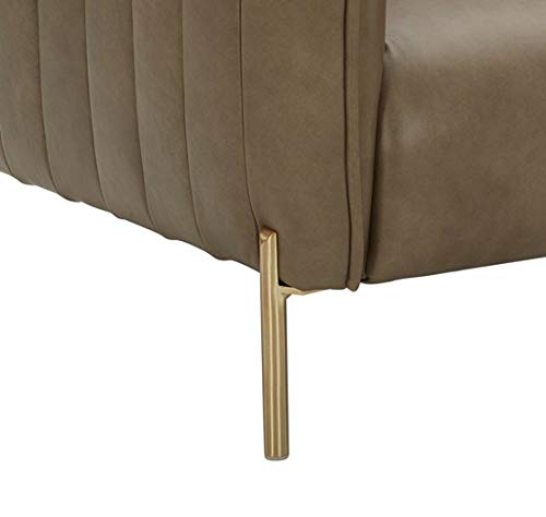 Amazon Brand – Rivet Frederick Mid-Century Channel Tufted Leather Sofa Couch, 77.5"W, Taupe #TOP2