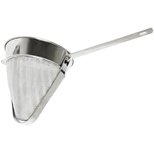 TrueCraftware- 1-1/2 qt. Stainless Steel 8" Reinforced Bouillon Strainer Fine Mesh- Cone Shaped Strainer Food Strainer Juice Strainer Kitchen Tools Food Colander For Straining Seeds Beans Sauces