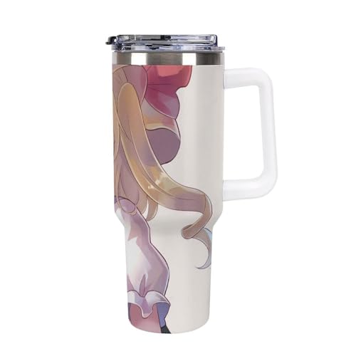 タンブラー 東方シリーズ フランドール・スカーレット 水筒 40OZ 真空断熱 保温保冷 ステンレスマグボトル 結露しない ストロー付き/直飲み可能 洗いやすい ハンドル付き 車内用 アウトドア キャンプ 大容量