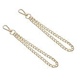 PATIKIL Correa de cadena para bolso de 8 pulgadas, paquete de 2 correas planas de hierro, asas de aleación, correa de repuesto para bolso, extensor de correa para bolsos, bolso cruzado, dorado