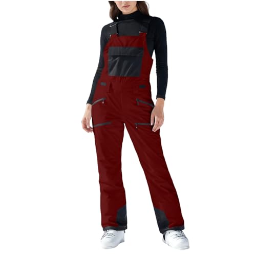 Image of Baggy Ski Pants Womens Ski Pants Womens Waterproof Thermal Windproof Snow Trousers Thermal Pocket Detachable Braces Jumpsuits Gifts Overalls Snowboard Insulated Essentials Women's White Jackets