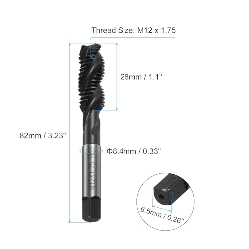 Tarauds M12 x 1,75 HSS uxcell à tolérance H2 de haute précision en nitruration - 3