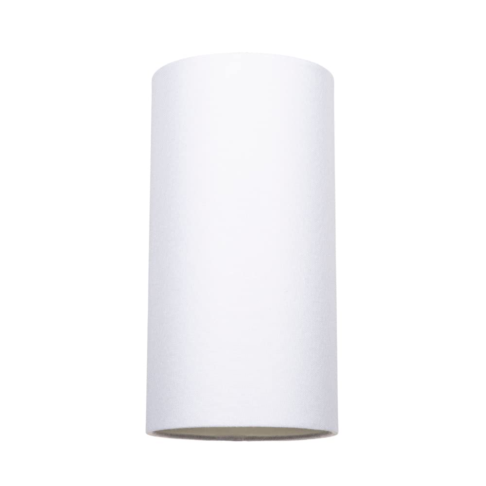 Happy Homewares White Contemporary And Stylish Linen Fabric Tall Cylindrical 25Cm Lampshade