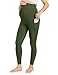 Enerful Womens Maternity Leggings with Pockets Workout Legging Pants Buttery Soft Pregnancy Active Wear Yoga Tights - 2pack Black/Olive - Small