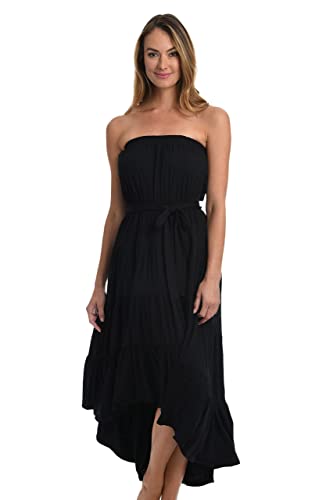 La Blanca Womens Island Goddess Bandeau Bikini Swimsuit Top Swimwear Cover Up, Black Draped Darling, X-Small Us #TOP25
