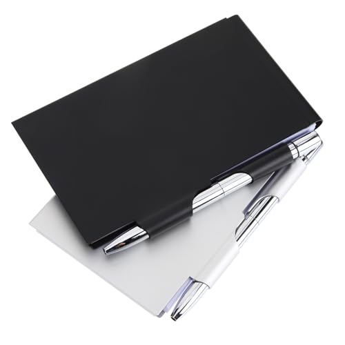 CIYODO 2個 メタル製ポケットメモ帳 ペン付き 携帯用詰め替え可能ノートブック 頑丈なカードケース入り 家 オフィス 学校用