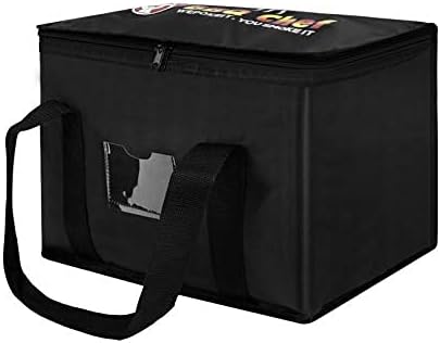 28L Black Hot Food Delivery Bags for Takeaway Foldable Thermal Insulated Lunch Bag Durable Oxford Picnic Bags, Large Capacity Food Pizza Delivery Bag Grocery Bag Outdoor Picnicware Camping Cooler Bag