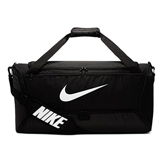 Nike Brasilia Training Medium Duffle Bag, Durable Nike Duffle Bag for Women & Men with Adjustable Strap, Black/Black/White