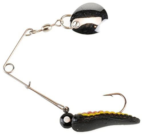 Johnson Beetle Spin Nickel Blade Fishing Hard Bait, Black/Yellow Stripe, 1in - 1/32 oz