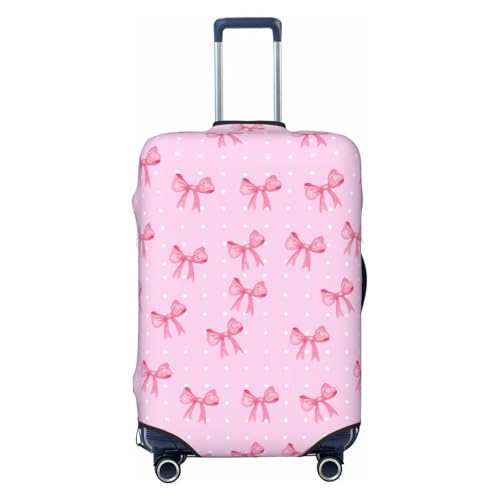 Travel Luggage Cover Pink Bow Dot, High Elasticity Washable Travel Baggage Protector Case Fits 22-24 in