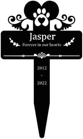 Personalized Pet Grave Markers Stake, Dog Memorial Garden Stake, Custom Dog Name Metal Sign Cemetery Grave Plaque Stake for Outdoor Yard Lawn Sympathy Garden, Pet Remembrance Gifts for Dog Cat