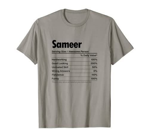 SAMEER Información Nutricional | Definición de Nombre Divertido - Gráfico Camiseta