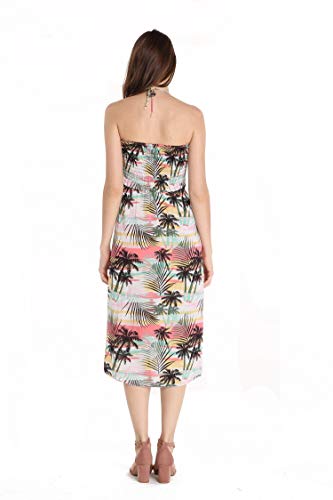 Image of Women's Hawaiian Luau Halter Dress in Signature Prints | Sleeveless halter dress, high-low hem; Hawaiian floral print; soft rayon, machine washable; luau, beach, cruise, party