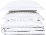 eBeddy Linens White Striped Duvet Cover Set Super King 98x108 Size Egyptian Cotton Luxury Soft & Bre