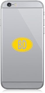 Pair of Bangladesh Oval Cell Phone Stickers Mobile Country Code bd - Yellow Gold