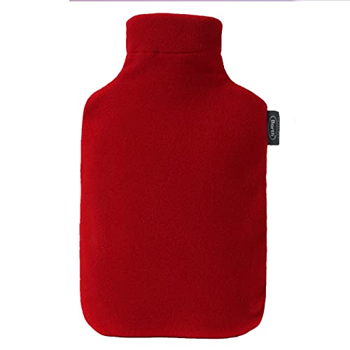 BcofoA Wärmflasche 2l, mit superweichem Wollbezug, Warm- und Kaltkompresse 2-in-1-Wasserbeutel, hält warm und lindert Schmerzen. (Color : Red)