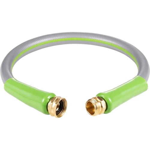 SheeChung Short Garden Hose 1ft x 5/8 Leader Hose for Hose Reel Faucet Short RV Water Hose Heavy Duty Lightweight Rubber Small Hose Hose Extension 3/4Brass Fittings Male to Female Hose