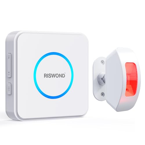 Wireless Motion Sensor Alarm Indoor: Motion Detector Alarm for Business Store Home Security with 35 Ringer/Led Light Remind- Motion Sensor Door Chime with Buzzer