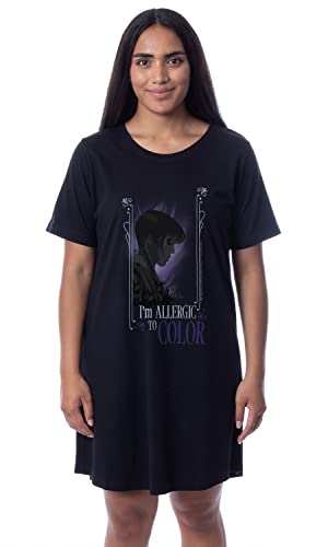 Intimo Wednesday Womens' Addams I'm Allergic To Color Nightgown Sleep Pajama Shirt (Large) Black #TOP20