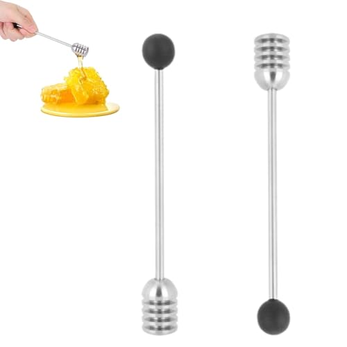 2Pcs Honey Sticks, Honey Dipper Honey Spoons Honey Dipper Stick Honey Stick Stainless Steel Honeycomb Stick Spoon Stirrer Server