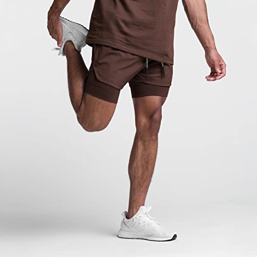 Image of DIOTSR Mens 2 in 1 Running Workout Shorts for Men Lightweight Training Shorts Quick Dry Gym Shorts with Phone Pocket