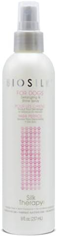 BioSilk for Dogs Silk Therapy Detangling Plus Shine Mist for Dogs | Best Detangling Spray for All Dogs & Puppies for Shiny Coats and Dematting | 8 Oz Bottle (Packaging May Vary),WHITE