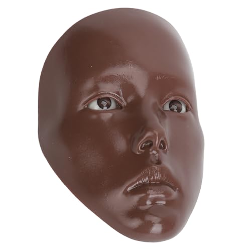 Fockety Twarz Do ĆWICZAN MAKIJAZU, SILIKONOWA PLASTIKOWA PELNA Twarz Do ĆWIBICYAN MAKIJAZU 3D ODŁączane Oczy Łatwa Do Czyszzenia Tablica Do Ćwiczanu Makijażu (czarna skóra)