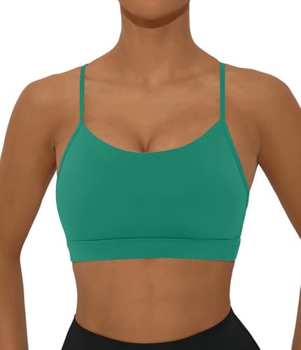 Image of Comper Y Back Sports Bra for Women Low Impact Racerback Workout Bras Sexy Thin Straps Yoga Bras with Removable Pads