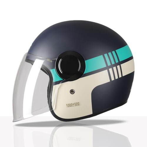 Image of TVS Silk Route Helmet for Men & Women | Vintage Open Face Helmet with Clear Visor | ISI & DOT Certified | ABS Shell | EPS Liner | Retro Stylish for City & Highway Riding