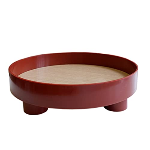 Bandeja redonda de plástico para desayuno, color blanco, bandeja para servir joyas y cocina, ideal para bodas, escritorio y T (juego de 3)