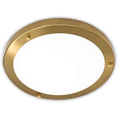 IMVSINCERE 18W Burshed Gold Ceiling Light 4000K Natural White,IP44 Bathroom Light Waterproof,31cm,1360LM,Modern LED Glass Ceiling Lighting for Bath Kitchen Bedroom and Corridor Cover