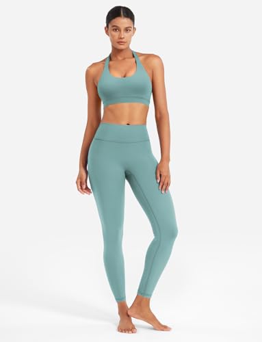 Image of YEOREO CoreFlex Women Halter Sports Bra Workout Seamless Padded Basic Bra Open Back Yoga Gym Crop Top