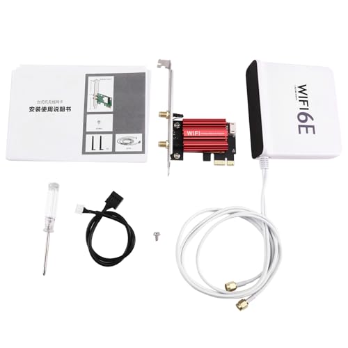 Harewtwy Adaptador Inalámbrico Bluetooth PCI-e WiFi 6E Magnético BT 5.3 Tribanda 2.4G/5G/6GHz Tarjeta de Red Wi-Fi Accesorios para Computadora