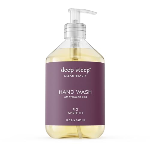 Deep Steep Liquid Hand Wash, Fig Apricot, 17.6 oz – Moisturizing Cleanser with Olive Oil, Aloe Vera, Glycerin & Hyaluronic Acid – Vegan, Clean Beauty, Soft & Nourished Hands