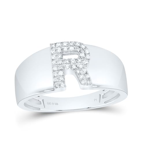 Jewels By Lux Sterling Silver White-Tone Natural Diamond Initial Ladies Ring, Womens Size: 5-9