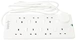PRO ELEC PL15339 3m 8 Way Individually Switched Surge Protected Extension Lead, White