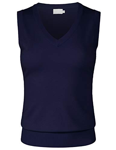 Women's Solid Basic V-Neck Sleeveless Soft Stretch Pullover Sweater Vest Top
