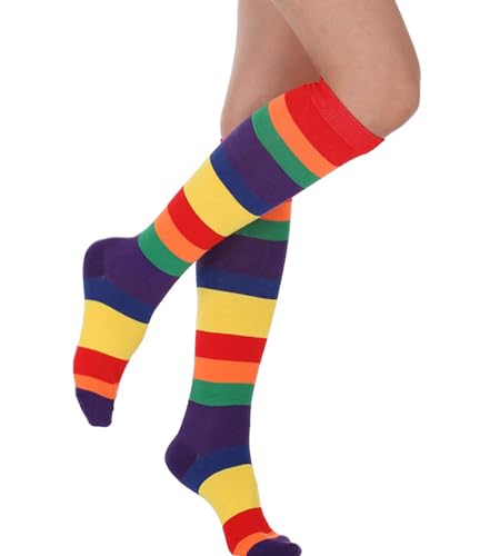 Image of Women's Knee High Athletic Socks Casual Stripes Tube Socks Outdoor Sport Socks