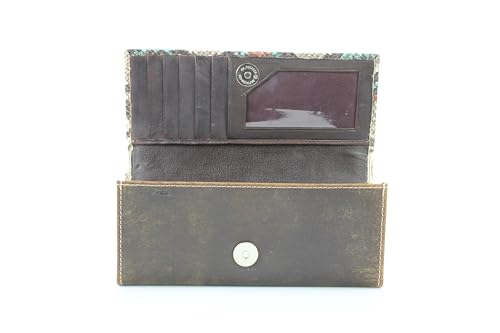 American Bison Women’s Wallet – Snake Skin Flap with Logo Concho or Engraved Plate, Zip Divider & Card Organizer (Engraved Metal Plate)4