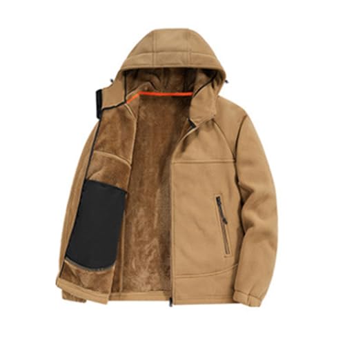 Manteau d'hiver en polaire épais avec capuche coupe-vent décontractée